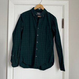 Bonobos Men's Tailored Slim Fit Bitton Down Shirt Plaid Blue Green Size Medium